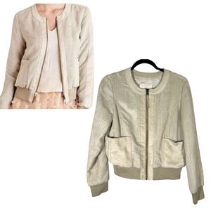 Hei Hei Anthropologie Perforated Faux Suede Moto Bomber Jacket Women's Small